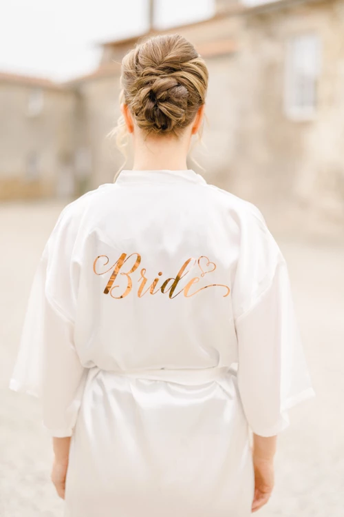 rose soie peignoir gris marron